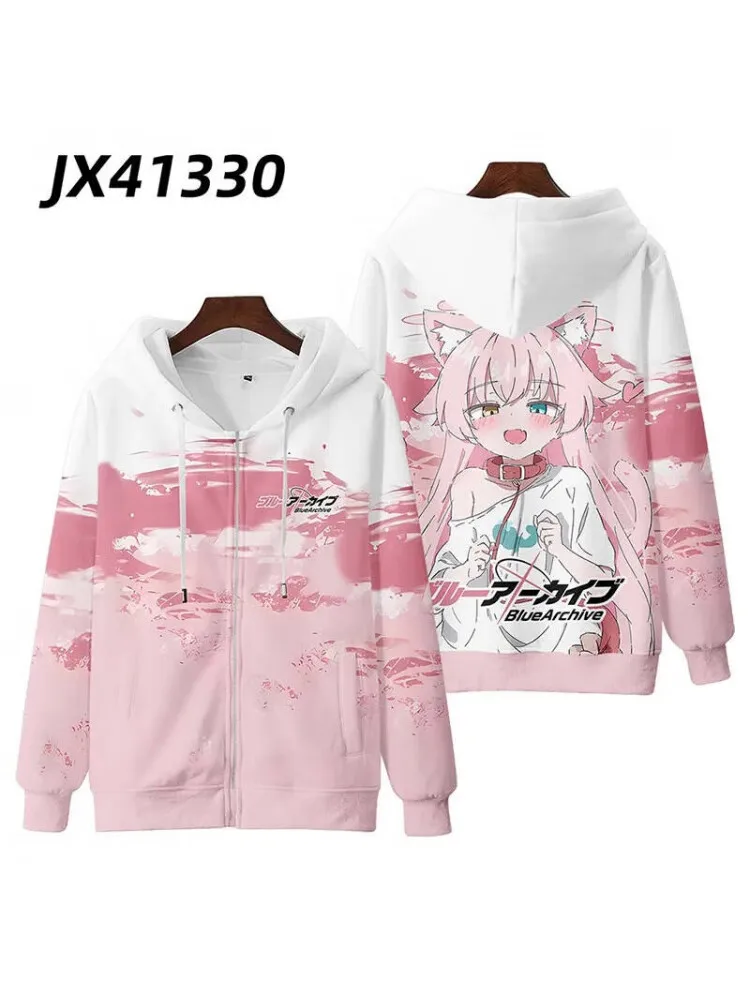 

Игры Синий Архив Косплей Толстовки на молнии 3D Печать Мужчины Женщины Хип-Хоп Спортивный Костюм Harajuku Толстовка на молнии Мужская Одежда