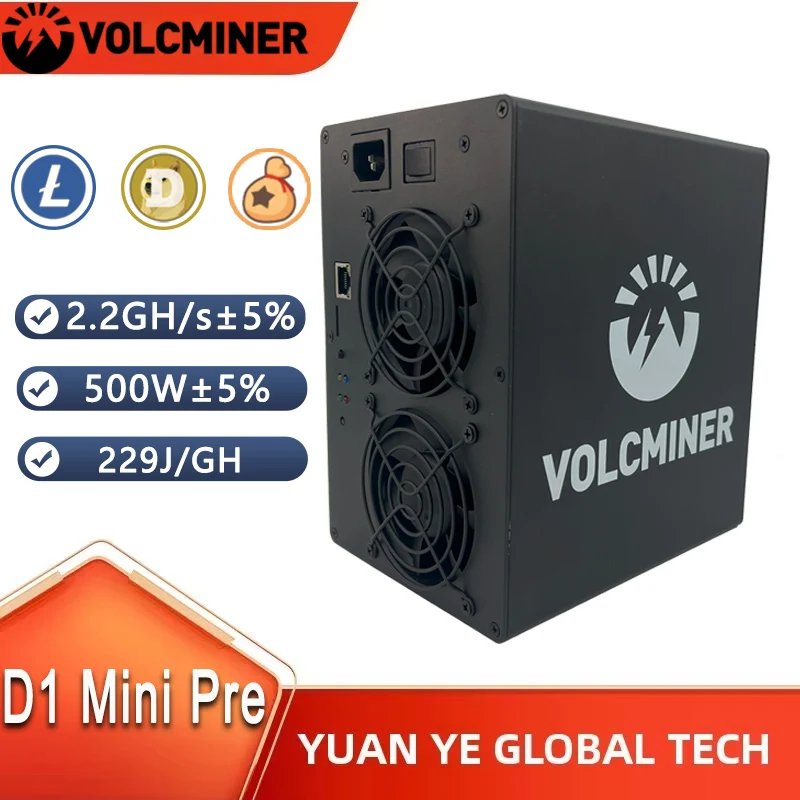 New Arrive VolcMiner D1 Mini Pre 2.2Gh/s 500W LTC&Doge Coin Miner Algorithm Scrypt Mining Machine Ship on March