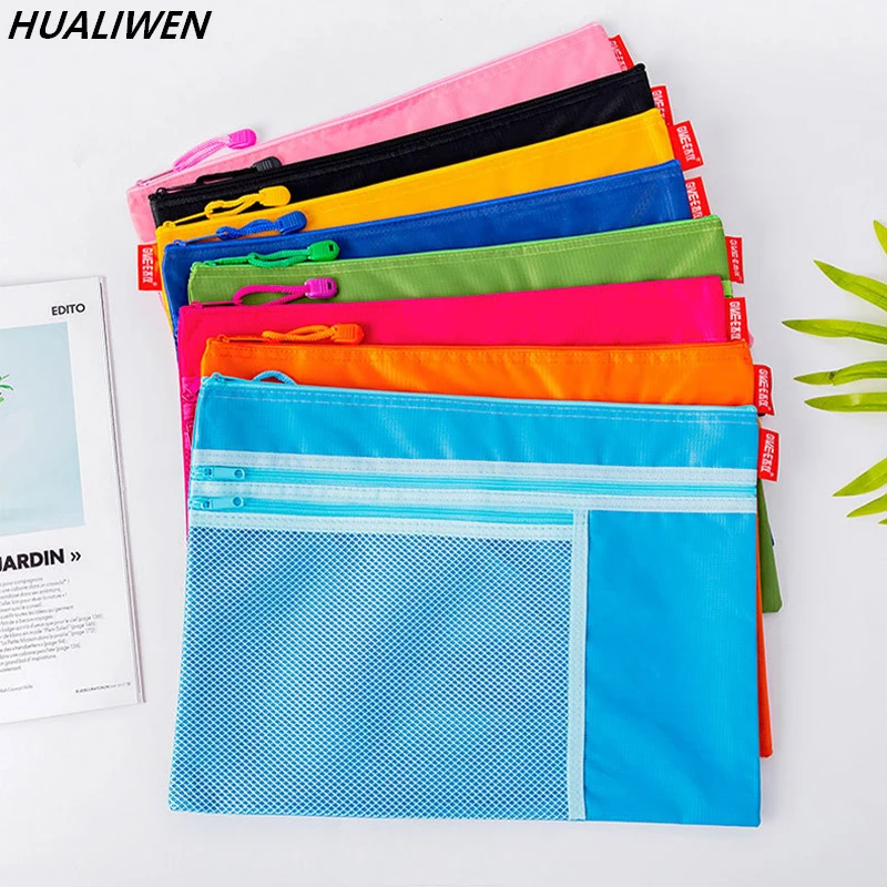 

Waterproof 3 Layers Canvas Zipper A4 File Folder Bag Document Paper Organizer Storage Protective Bag Stationery