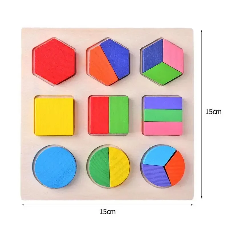 Houten Geometrische Vormen Montessori Puzzel Sorteren Wiskunde Bakstenen Voorschoolse Leren Educatief Spel Baby Peuter Speelgoed Voor Kinderen