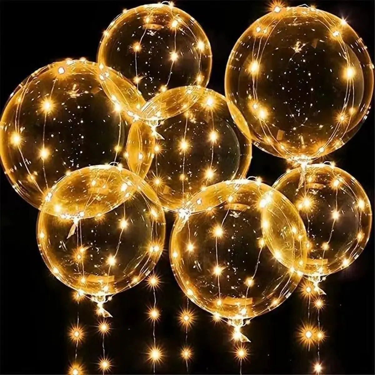 *HOPE Light Up LED Balloons Clear Bobo Balloons Glow Bubble Balloons Lights Christmas Valentines Day Wedding Birthday Decor,C view 4