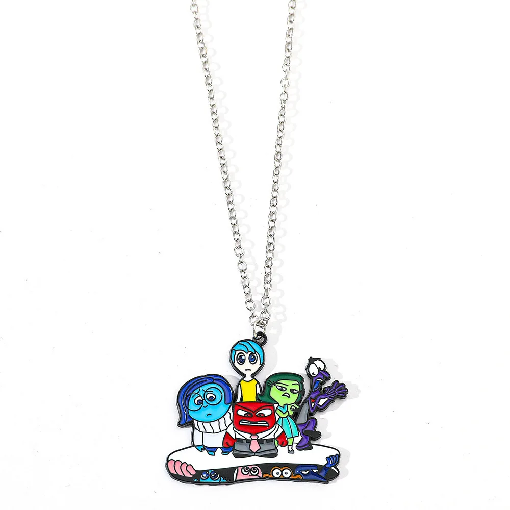 Disney Inside Out 2 Cartoon Necklace Joy Sadness Fear Anger Disgust Anime Figures Couple Necklace Pendant Accessories Toys Gifts