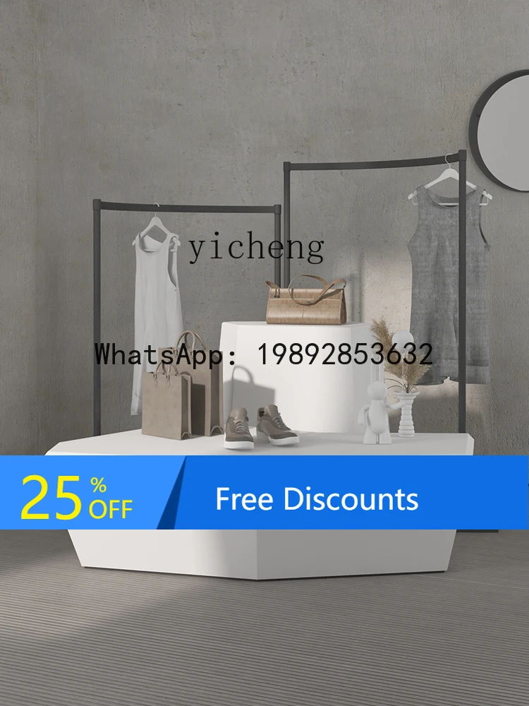H3-30 Clothing Display Stand High And Low Water Table Simple White Paint Exhibition Shoe And Bag Store Sample Display Table