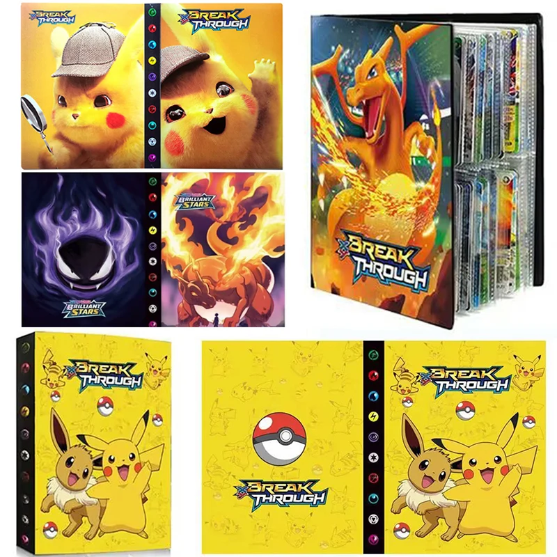 240PCS Cartoon Album Card Book Pokemon Pikachu Charmander Map Letters Holder Binder Cartoon VMAX GX EX Game Collection Folder ﻿