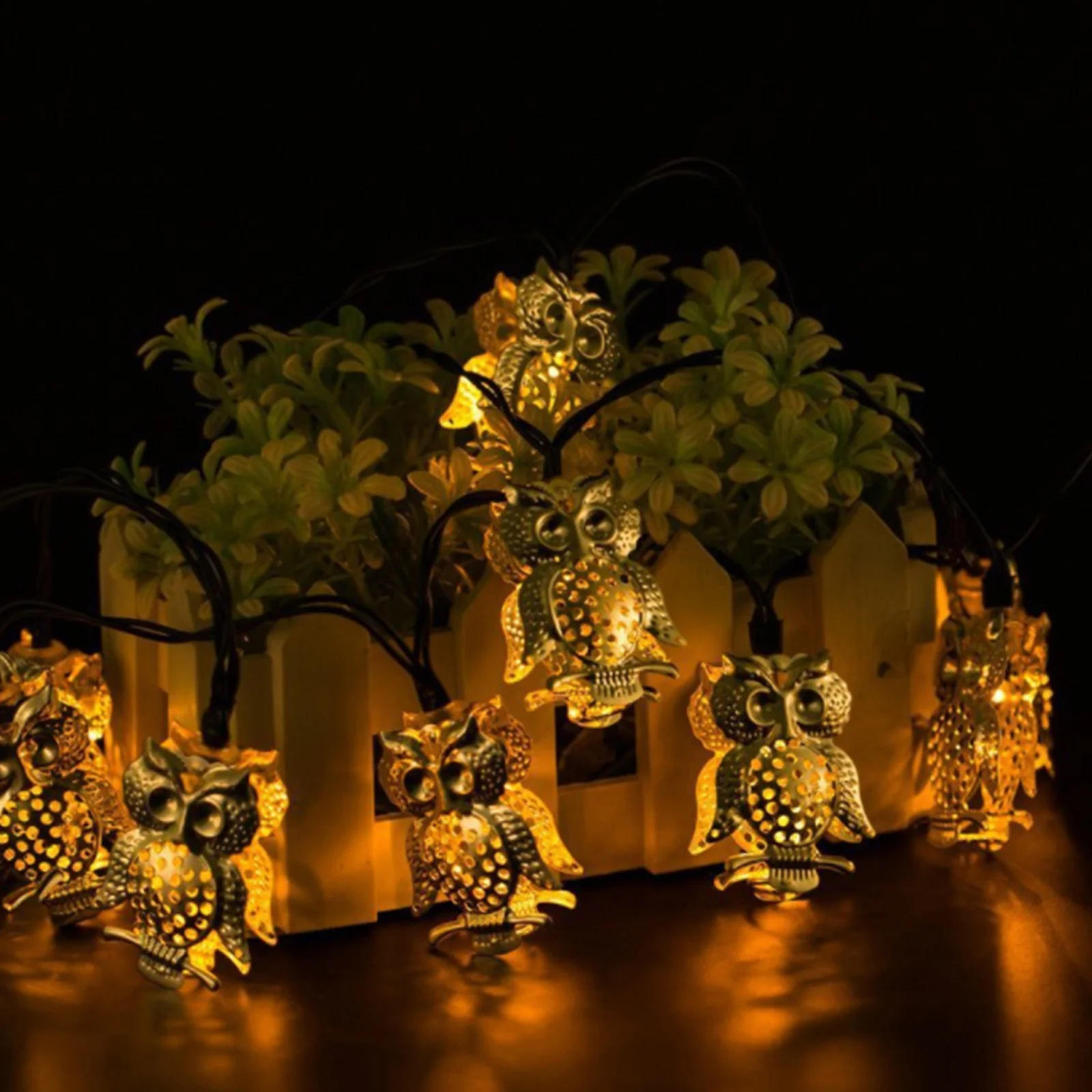 Owl Shape LED Fairy Lights Operated Energy Saving Decorative Lamp for Halloween Wedding Bedroom Party Warm White