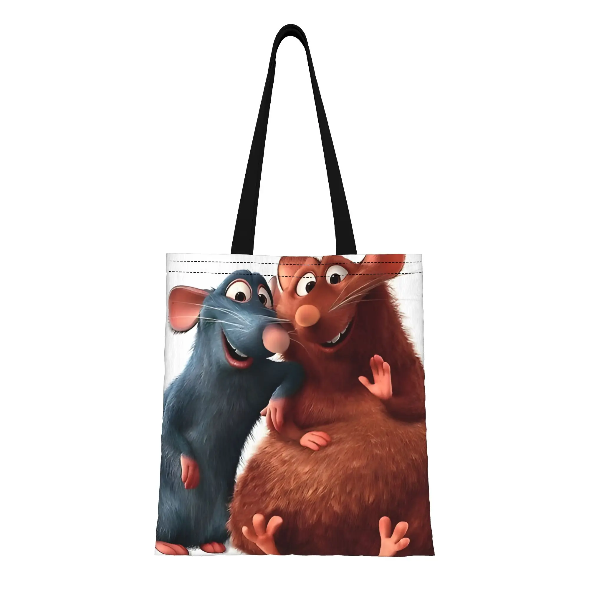

1PC Remy And Emile Canvas Tote Bag No Closure Design Hand Washable Tote Ratatouille Durable Canvas