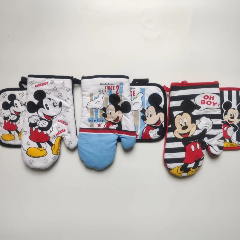 2 Stück Anime Mickey Mouse DSN Ofenhandschuhe Untersetzer Figuren Küchen-Backzubehör Verbrühungsschutz Isolierhandschuh Werkzeug Geschenke