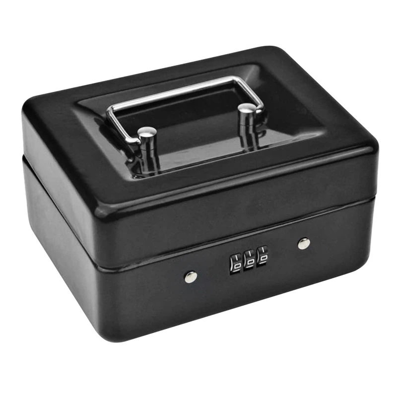 

Durable Metal Coin Box With Locking Storage Tray - Small Coin Box With Combination Lock 15 X 12 X 7.7Cm