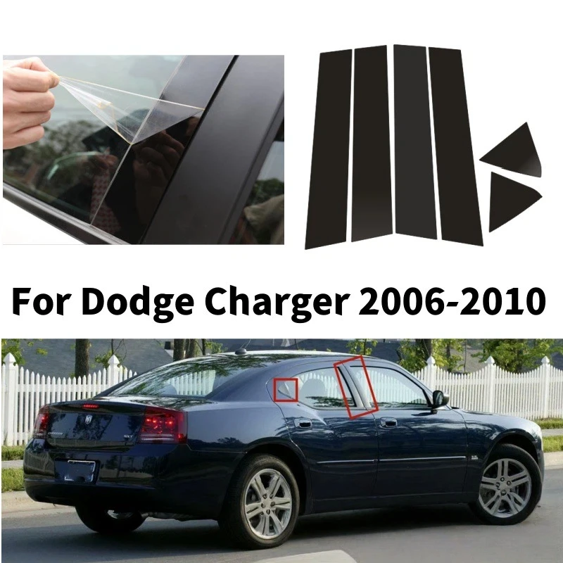 

Для Dodge Charger 2006-2021 2018 2019 2020 6 шт. накладки на окна, центральная пленка, колонна, наклейка на стойки B C, автомобильные аксессуары