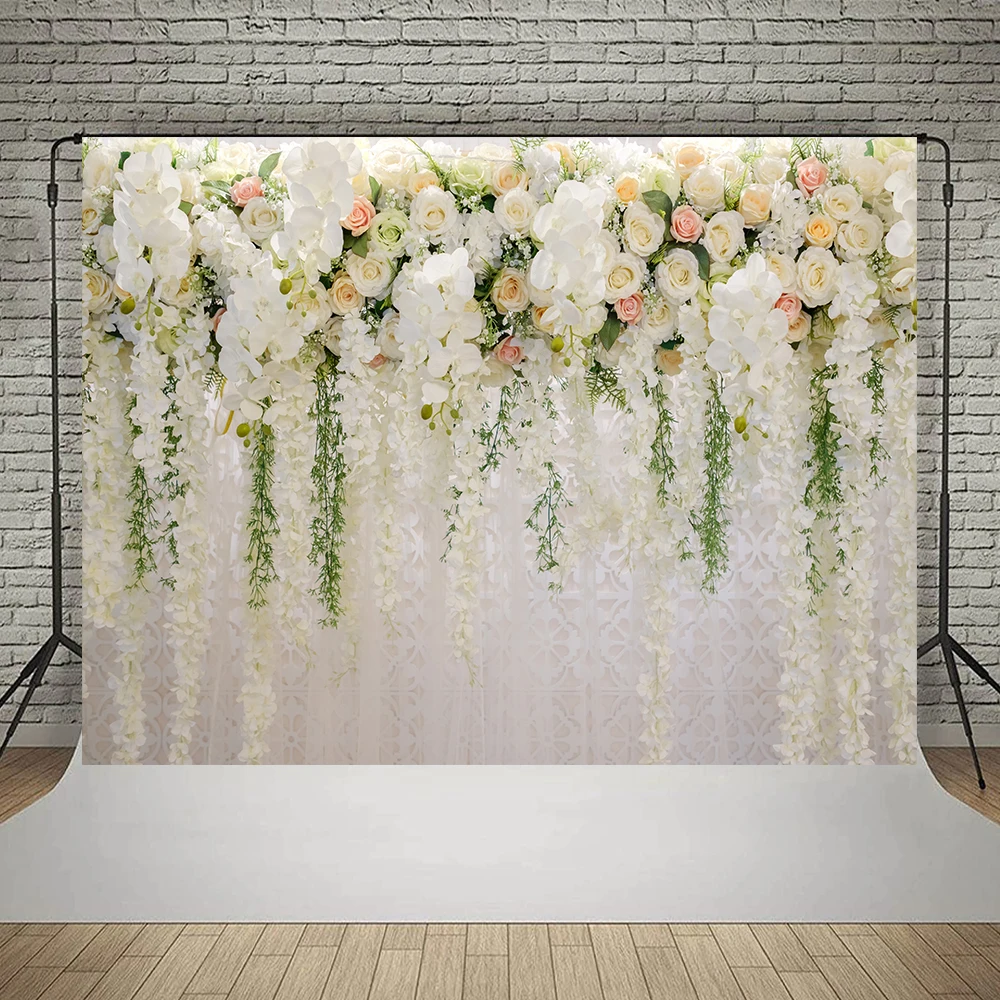 Floral Wall Romance Wedding Backdrop Anniversary Birthday Party Dessert Table Decoration Banner Photocall Photography Background