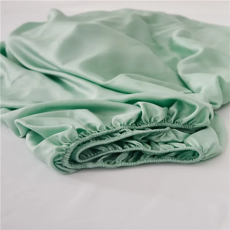 Luxury Natural Cooling Lyocell Fiber Smooth Tencel Fitted Sheet Solid Mattress Cover With Elastic Band Single Double Bed Sheet