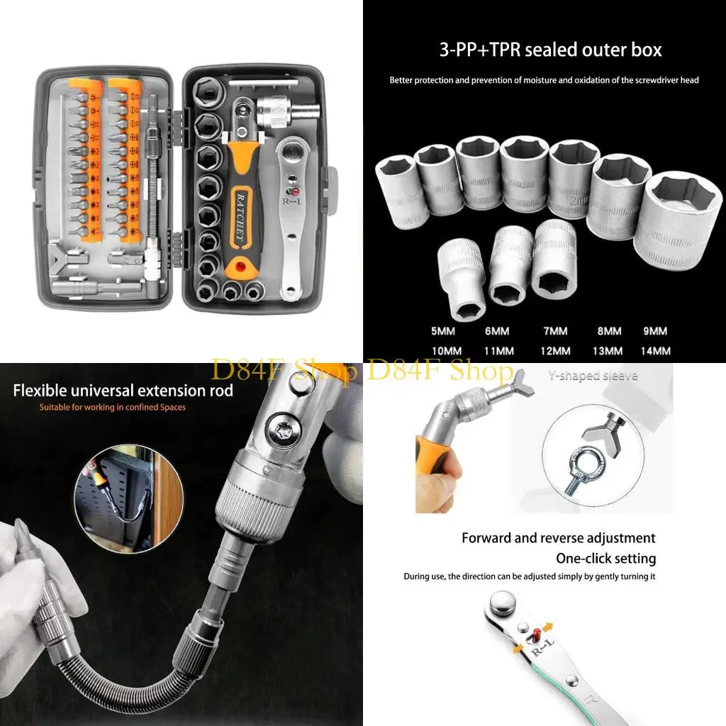

D84F Ratcheting Screwdriver Set 38 in 1 Ratchet Screwdriver Tool Tool