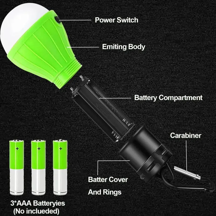 Portable LED Camping Lantern Outdoor Tent Lamp Bulbs Emergency Light Camping Accessories Hanging Lights for Backpacking Hiking