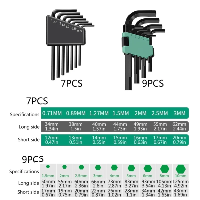 7/9Pcs Allen Wrench Set Key Set Double End Key Wrench Set T Handle Industrial Allen Wrench Spanners Set