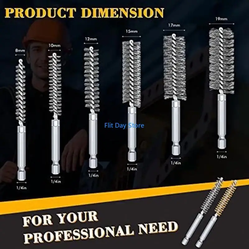 F92C 12pcs Aço inoxidável /escova cobre Pincel limpeza conjunto pincel fios fios