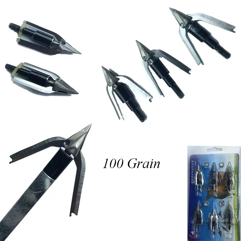 Archery 3/6pcs Rotational Meat Seeker Broadheads 2/3 Expandable Blade Broadhead Arrow Head Tips 100 Grain Hunting Shooting