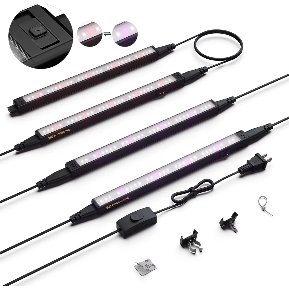 

Светодиодные фитолампы для растений, 30 см, регулируемые, полный спектр, 28 Вт (4x7 Вт), T5, для теплиц, высокий PPFD, 4 шт.