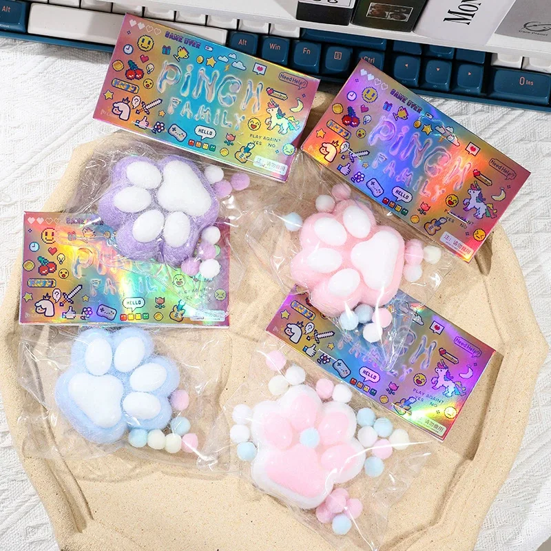 

1PC Squeeze Cat Paw Toys Stress Relief Squishy Silicone Decompressing Cute Soft Fidget Pinching Birthday Party Gifts