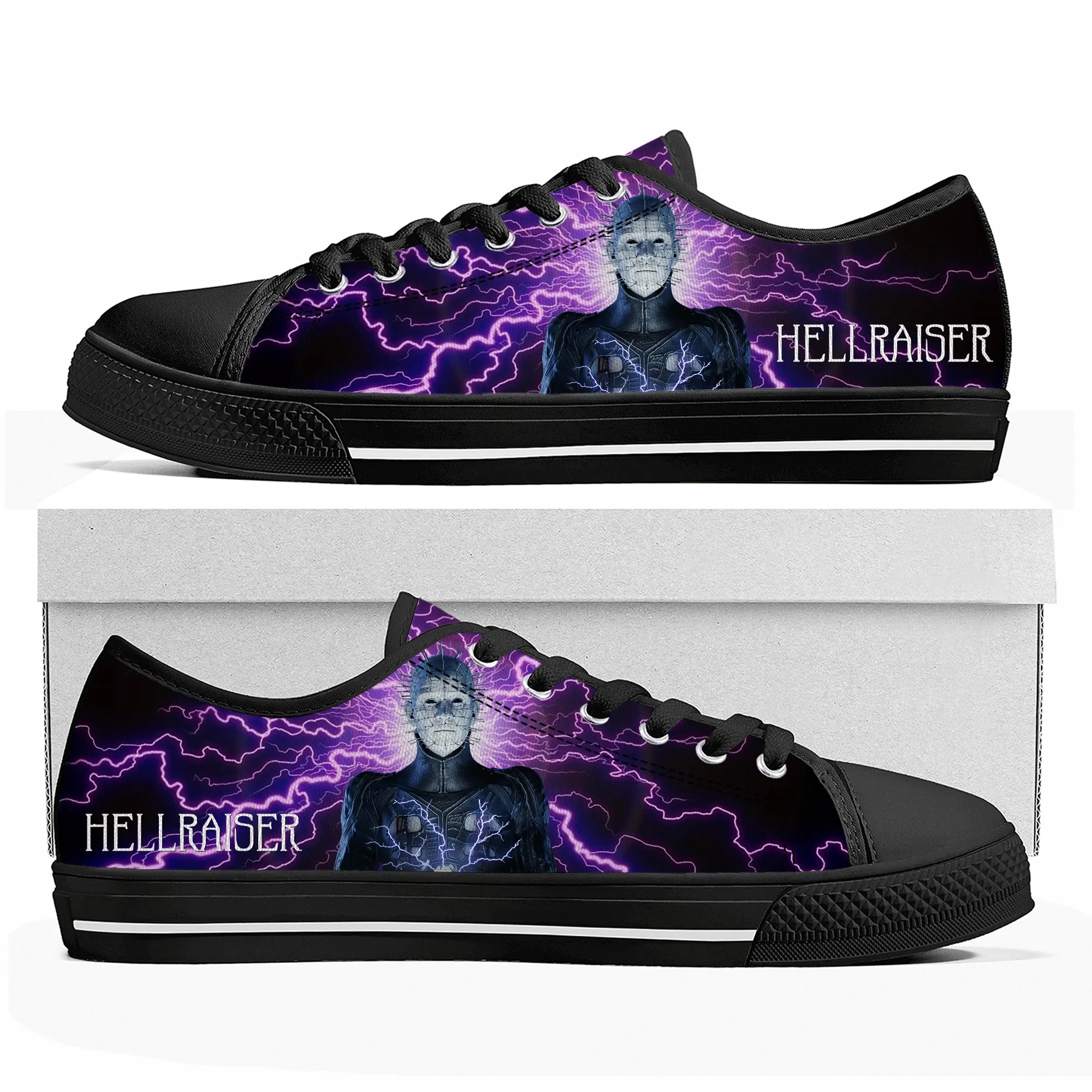 Hellraiser Movie Pinhead Horror Halloween Low Top Sneakers uomo donna adolescente tela Sneaker qualità coppia scarpe scarpe personalizzate