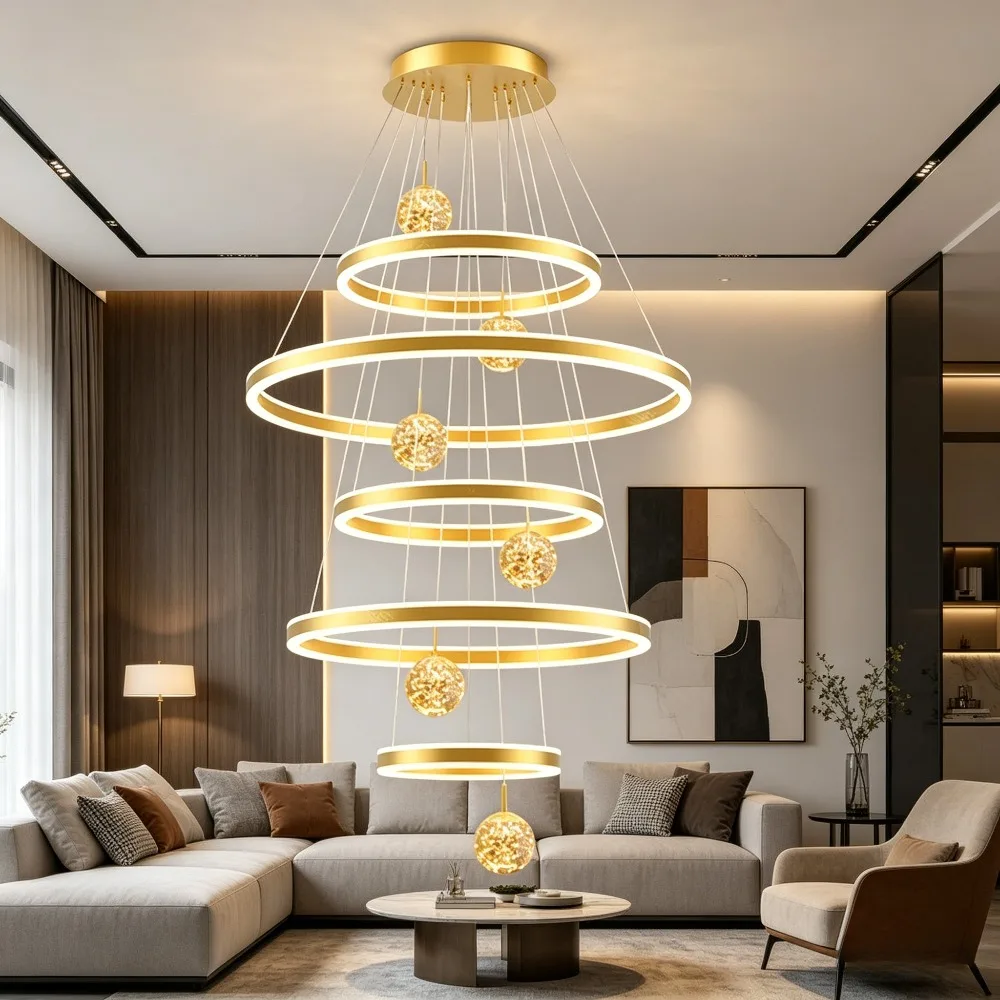 Modern Crystal Stair Chandelier Lights Indoor Lighting Ceiling Lamp Hanging Light Led Chandeliers for Living Room Indoor Lightin