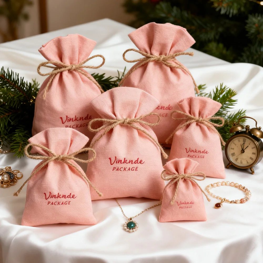 المعاد تدويرها القطن حقيبة قماش قنب الرباط الحقيبة التعبئة والتغليف هدية شعار مخصص مطبوعة مجوهرات أقراط سوار خواتم الحلوى المنظم