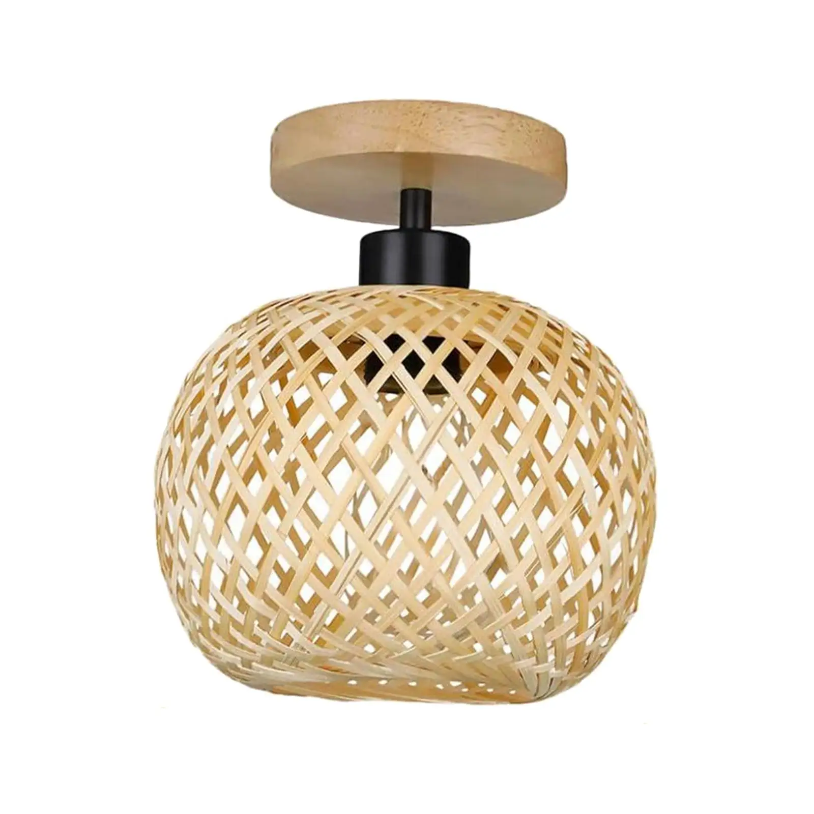 Bamboo Ceiling Lamp with No Bulb Rustic Style Dining Room Decor with Woven Bamboo Shade Pendant Lamp Cover Bambbo Pendant Light