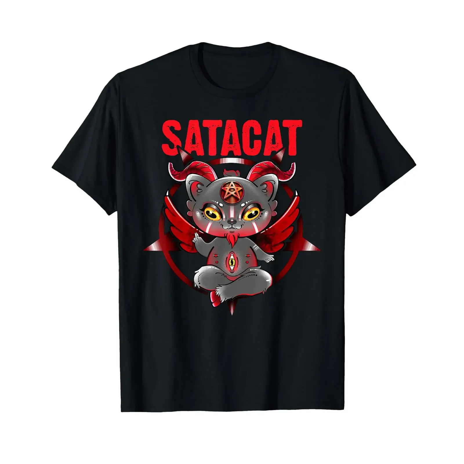 Occult Satanic Cat Satacat Cute Lucipurr T Shirt vintage Washed Stretched Comfortable Stylish Top For Everyday Wear homme