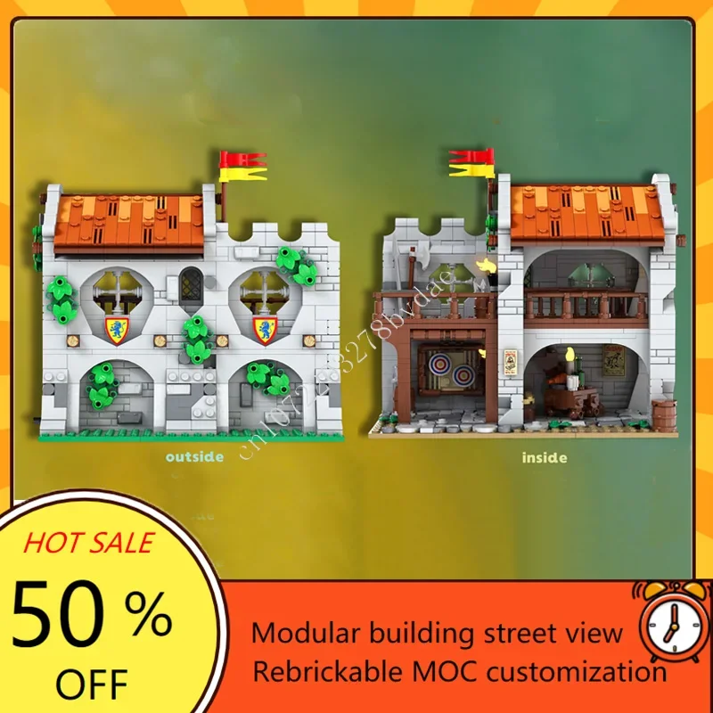 868PCSMOC Medieval Castle Custom Puzzle Model Modular Archer's Rest Technical  DIY Assembly Set Toy For Technology Holiday Gift