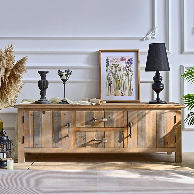 와비산산 레트로 원목 거실 고급스러운 느낌의 케이스형 TV 캐비닛 B&B 빈티지 감성 창의적인 장식 수납장