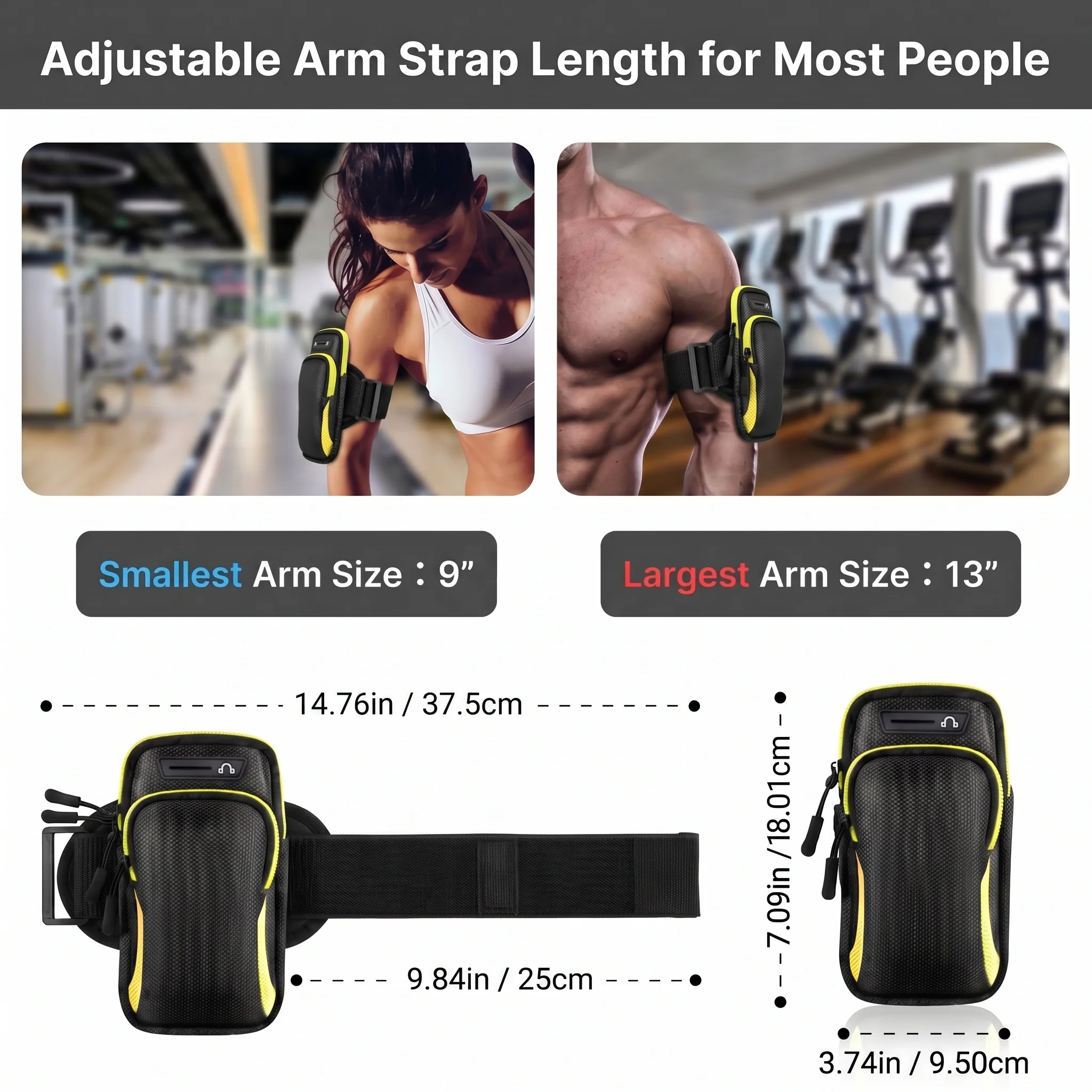Pomelo Best Adjustable Waterproof Sports Armband Phone Bag Earphone Hole Multi Zipper Storage Pouch