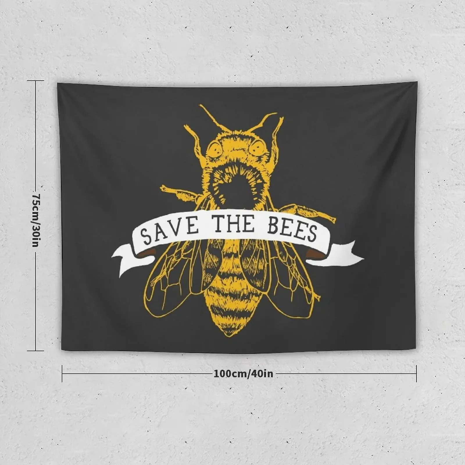 Save The Bees! (Dark) Tapestry Wallpapers Home Decor Home Decorating Tapestry