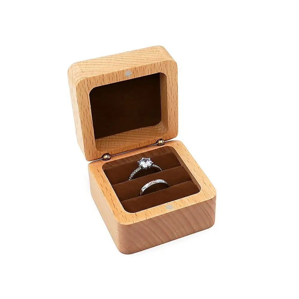 

Velvet Wood Rings Box Retro Exquisite Earrings Display Tray Jewlery Organizer Ear Studs Case Ring Earring Holder
