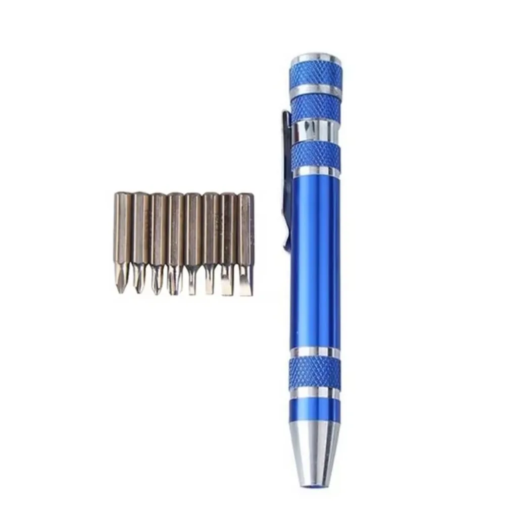 8 In 1 Pocket Screwdriver Set Magnetic Bits Changeable Bits Multitool Aluminum Alloy Precision Bits Precision Screwdriver Pen