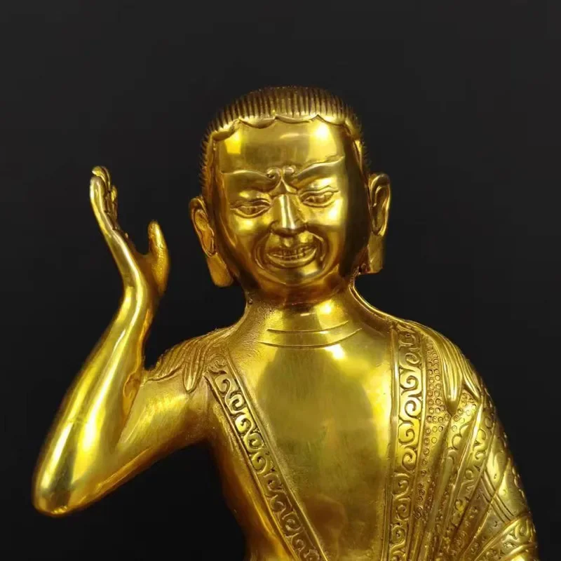 Pure copper Venerable Milarepa ornament, tantra Tibetan statue of Master Milarepa, Tibetan legend, bronze statue dedicated to ho