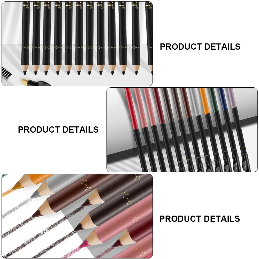12Pcs Long Lasting Lip Liner Kit Waterproof Eyebrow Pencil Makeup Supplies Waterproof Eyebrow Pencil Eye Makeup Pen