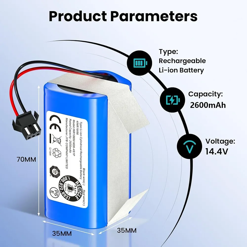 

Replacement Battery for Eufy RoboVac 11S 30C 15C MAX 25C G30 Edge Verge G40 Hybrid 14.4V 2600mAh Robot Vacuum Accessories