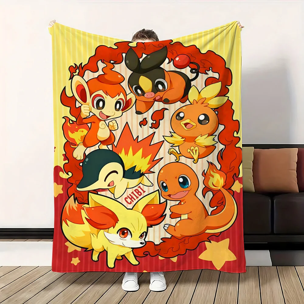Manta de cojín para sofá, Pokepokes Kawaii de invierno, decoración de dormitorio, colcha en la cama, mantas suaves y esponjosas, manta cálida para el hogar