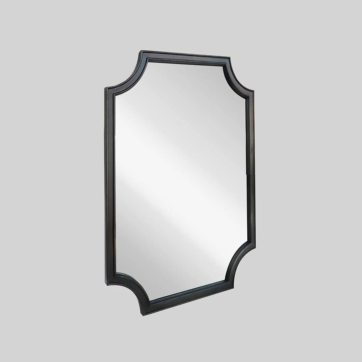 Sculpted Corners Arched Rectangle Wall Mirror with Wooden Frame for Home Entryway, Living Room, and Bedroom Decor