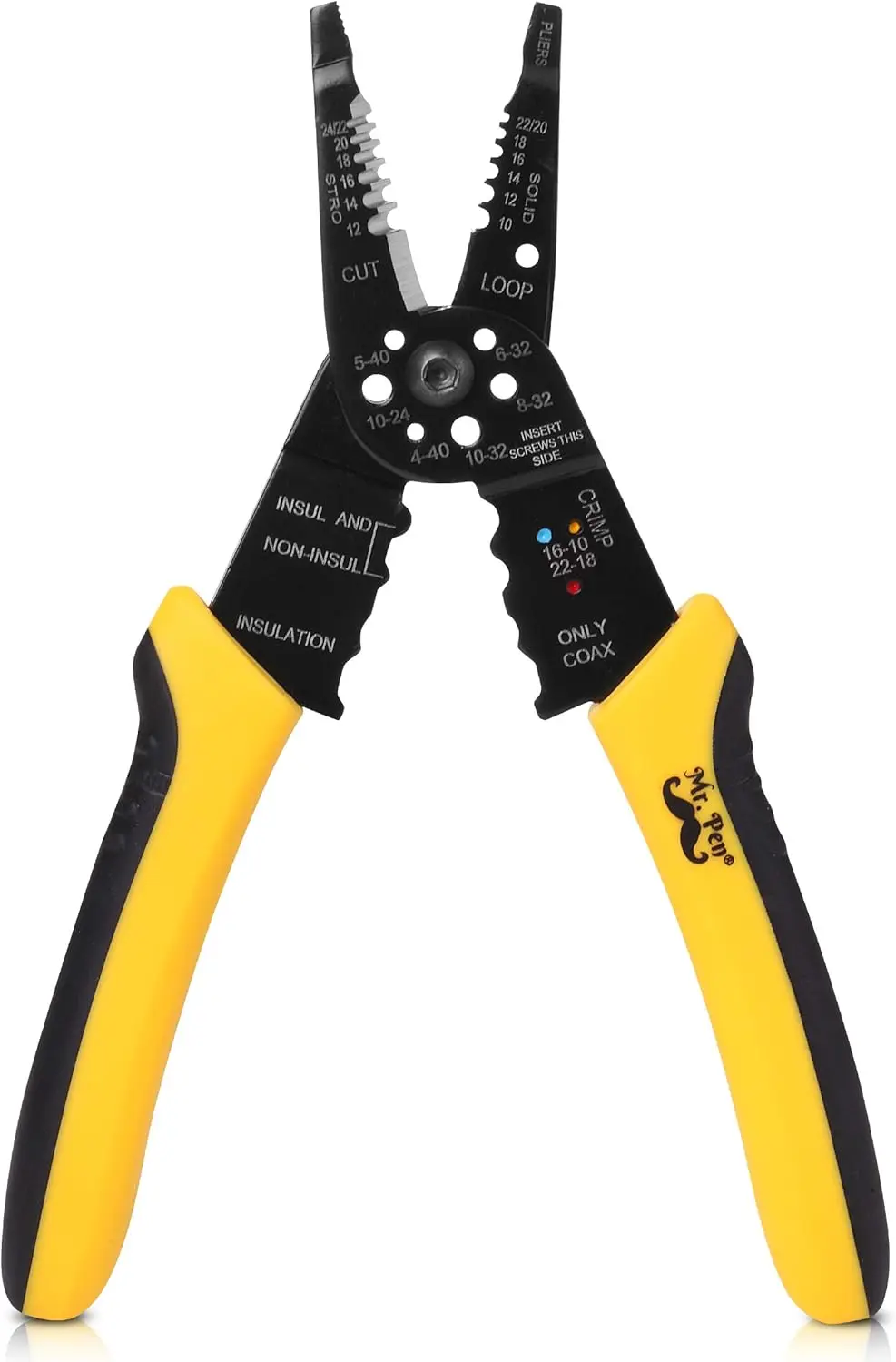 

Wire Stripper 8 Inch, Wire Cutter and Crimper Tool for 10-22 AWG, PVC Grip, Color-Coded Guide, Screw Shear