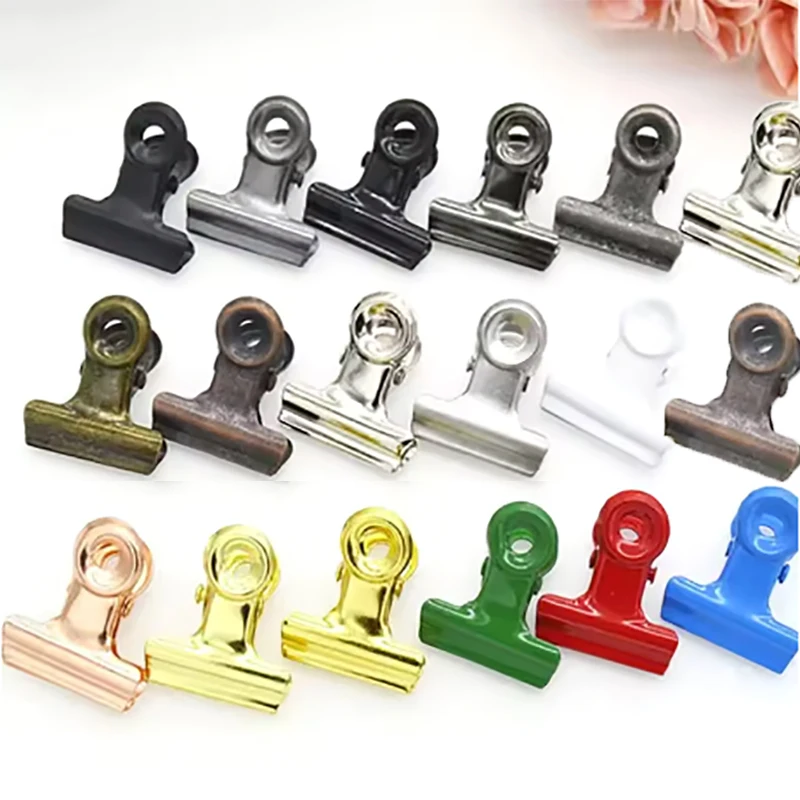 10Pcs/Pack Mini Bulldog Clips 22mm Metal Hinge Clips Spring Clips Ticket Paper Stationery Clip Tags Document Binder Clip