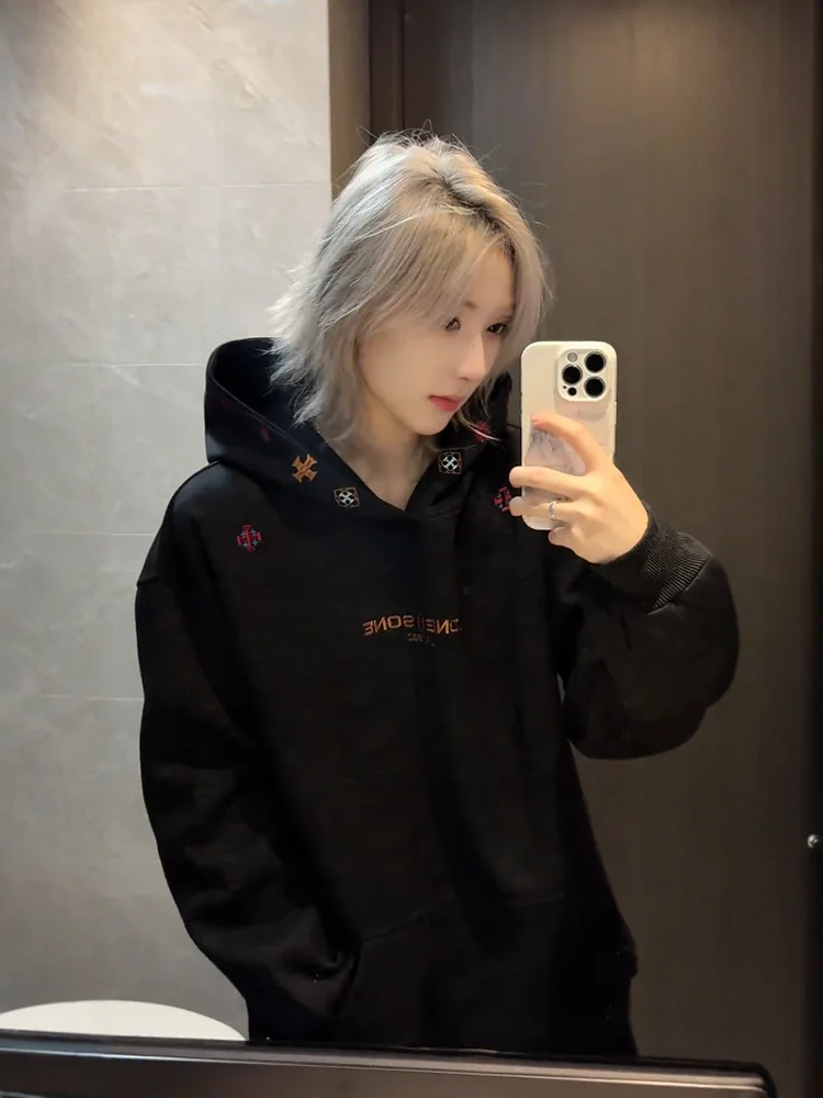 

Толстовка с капюшоном и вышивкой Thiened, мужская осенне-зимняя смесь хлопка и полиэстера, удобная тяжелая американская джинсовая куртка