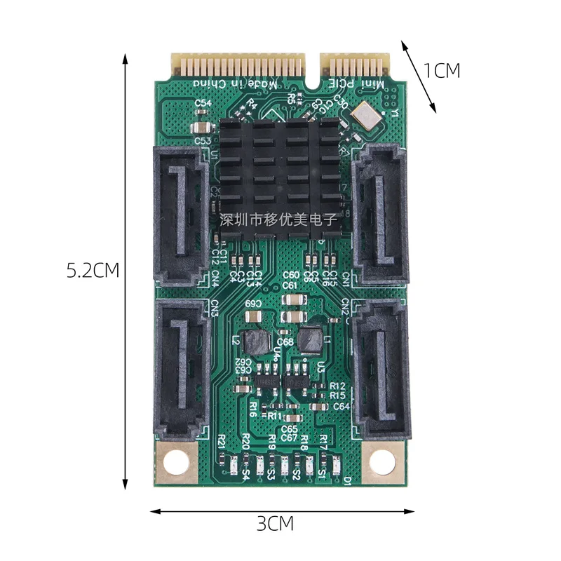 Mini PCI-E To SATA3.0 Expansion Card Sata Serial Port Card Mini PCI-E Hard Disk Expansion Card  4-Port