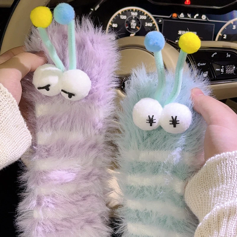 

Cartoon Girls Funny Caterpillar 3D Socks Xmas Eyes Winter Coral Velvet Socks Home Parent-child Stockings Floor Sleeping Socks