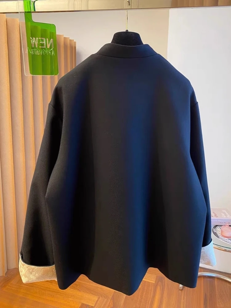 

Extra Large 300 Pou Button up Stand Collar irt Jaet for Men And Women Autumn High End New Chinese Tang Costume Jaet