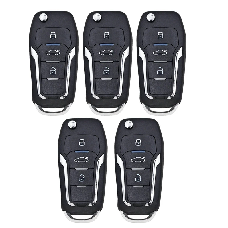 5 Piece KEYDIY NB12-3 KD Remote Control Car Key 3 Button Black&Silver For KD900/KD-X2 KD MINI/ KD-MAX For Ford Style