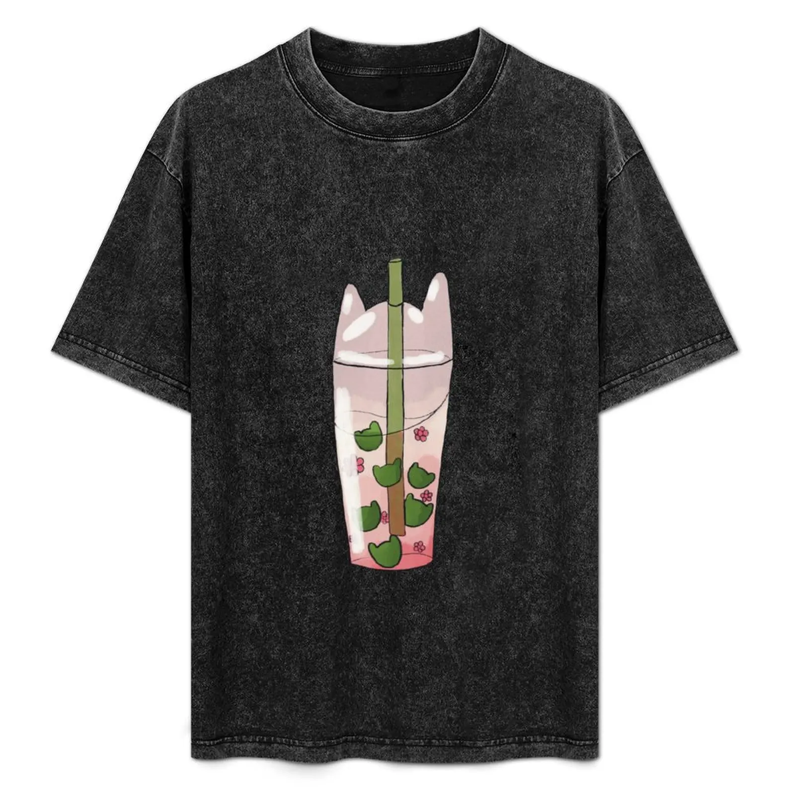 

Spring Boba and Cat T-Shirt Minimal Art Print T-Shirt