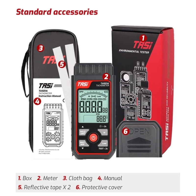 M6CF Tachometer Non-Contact Tester Meter Digital Display Handheld for Motor Wheels Car Making Measurement Laboratory Research