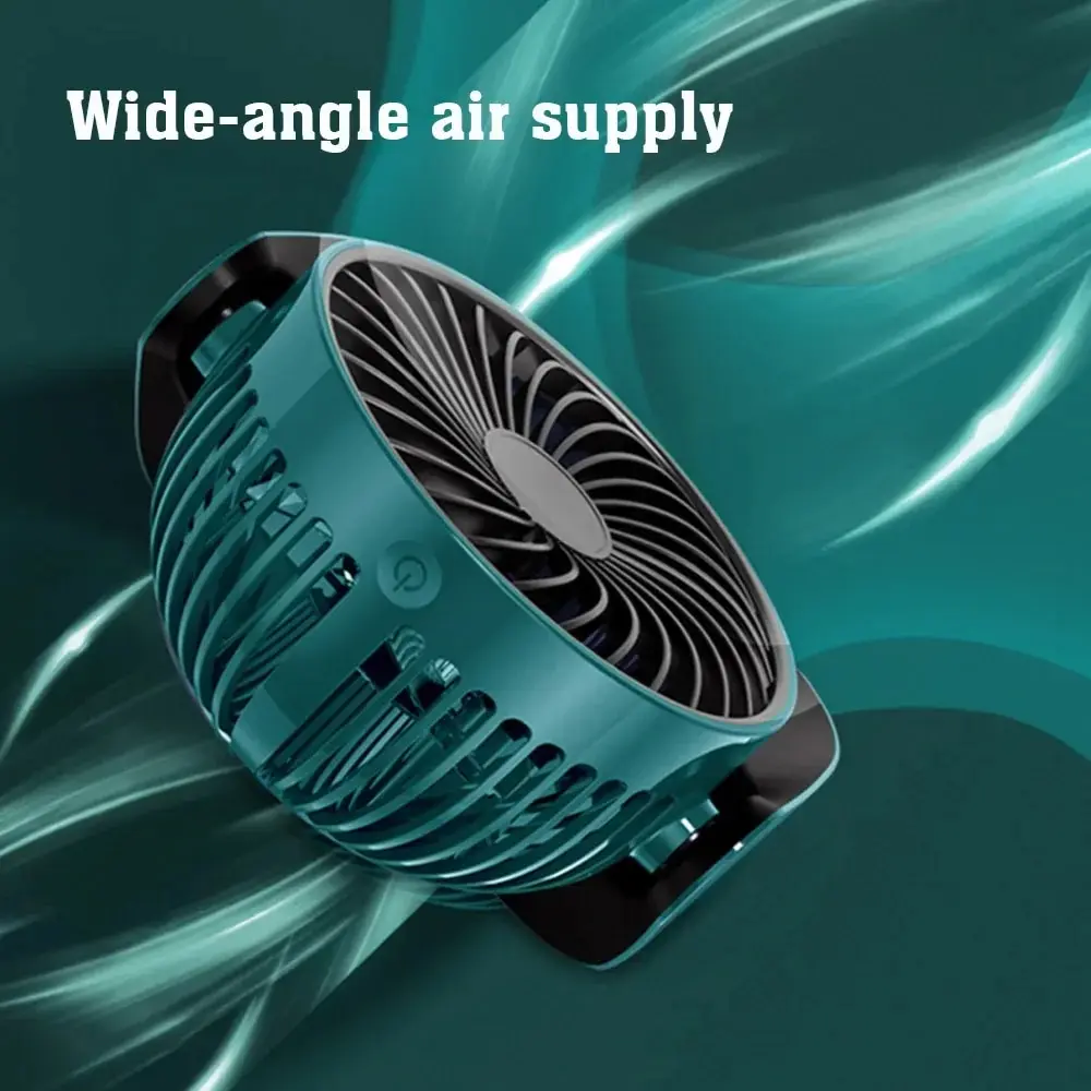 2000mAh Rechargeable Portable Electric Fan 360° Rotation 3-speed Wind Desktop Silent Air Cooling for Bedroom Office