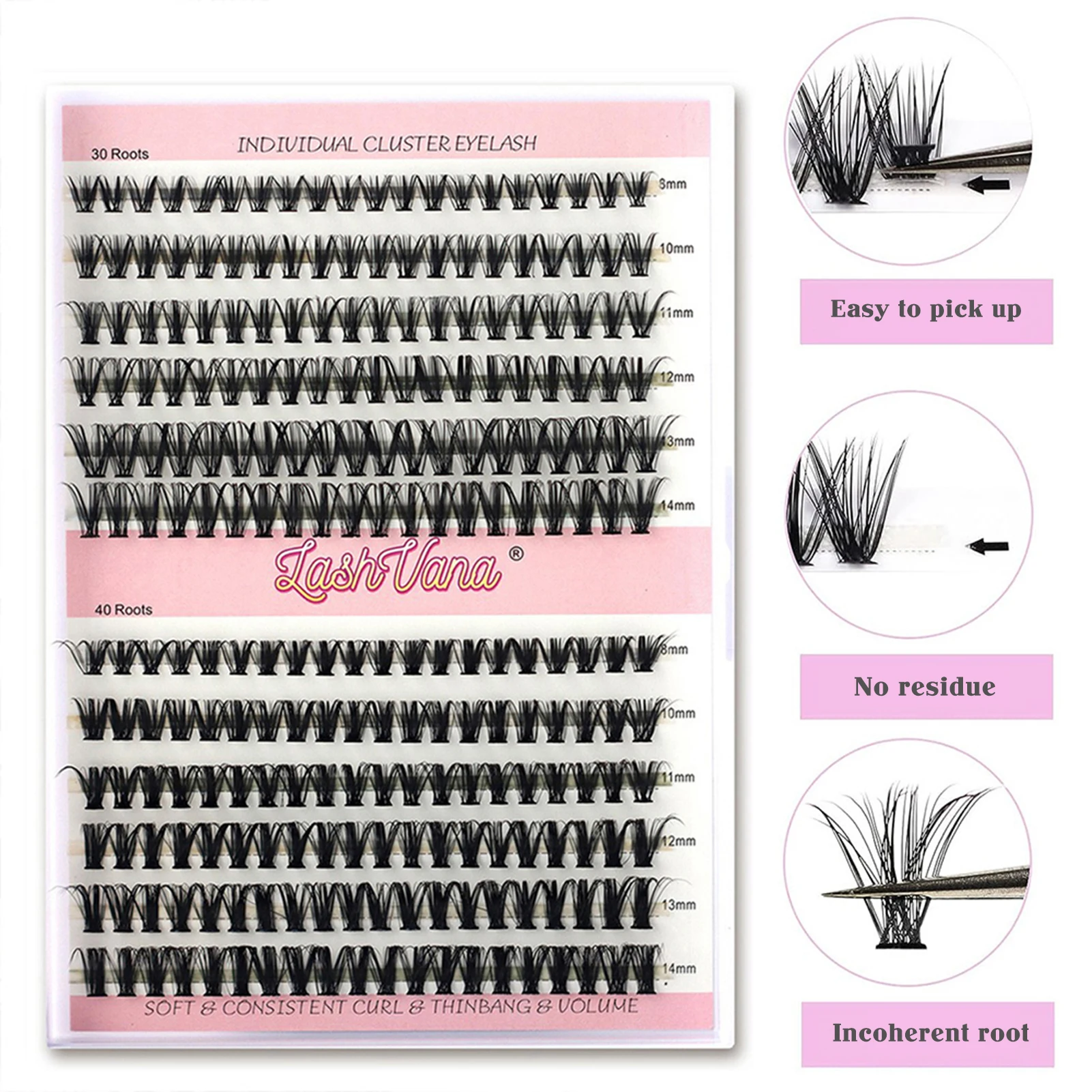 240 STKS Bond en Seal lijm Wimpers 30D 40D Clusters Lash DIY Wimpers Extension kit 0.07mm D Krul lijmen Wimpers Make-up tools