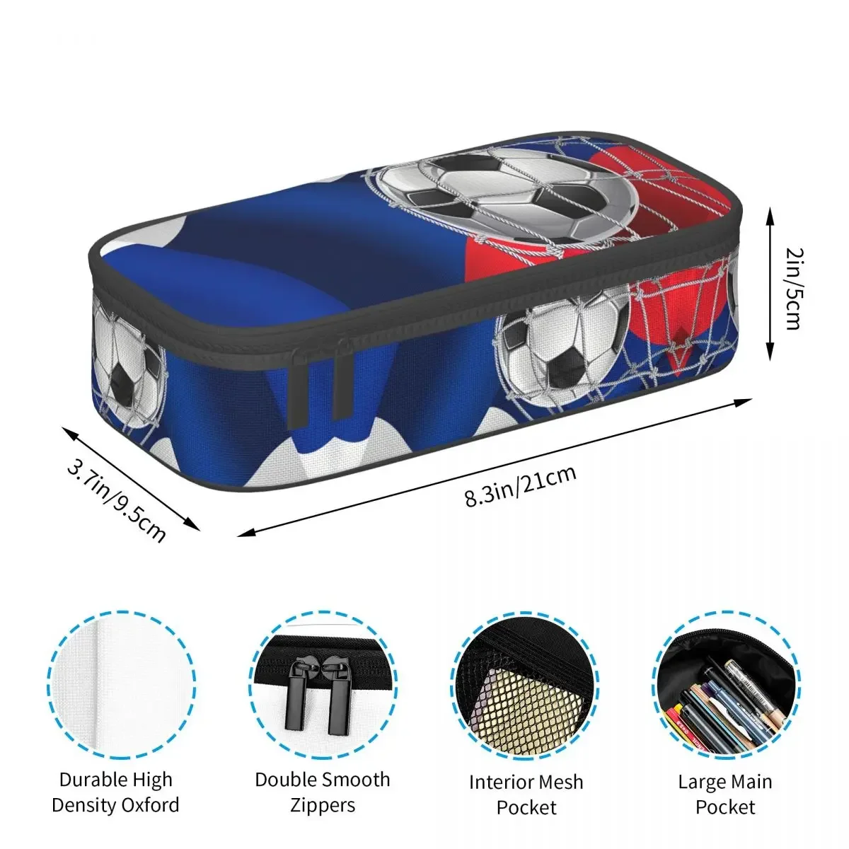 مخصص لطيف كول كرة القدم كرة القدم طباعة مقلمة للبنين بنات سعة كبيرة صندوق القلم حقيبة القرطاسية